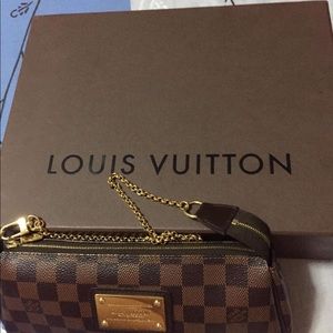 AUTHENTIC LOUIS VUITTON DAMIER EBENE EVA CLUTCH